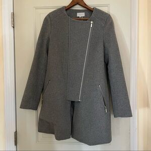 1. State | Wool asymmetric zipper coat Sz S Gray